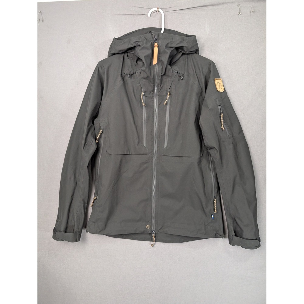 Fjallraven Keb Eco-Shell Jacket Womens S Dark Grey Waterproof Hooded Outdoor